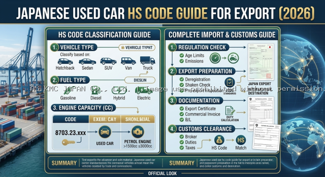Japanese Used Car HS Code Guide for Export (2026) | Complete Import & Customs Guide