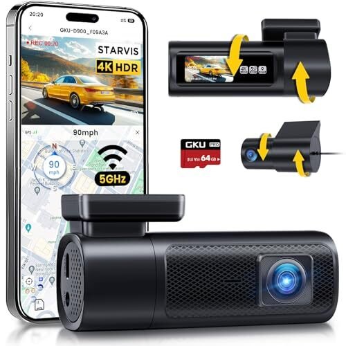 GKU D900 IMX335 STARVIS+64GB 4K dash camera ｜340° Gtou 540087