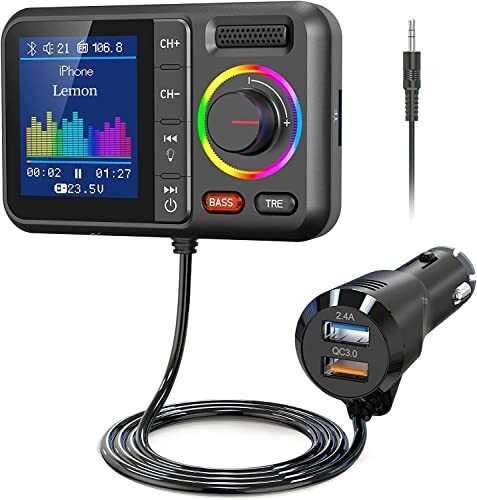 HUNDRUP FM Bluetooth5.0 QC3.0 2USB Siri Voice Assi 287241